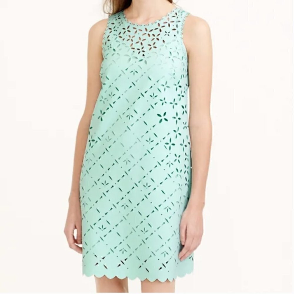 J. Crew Mint Green Laser Cut Shift Mini Dress 2